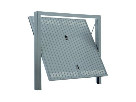 porta basculante in acciaio con fori circolari di areazione